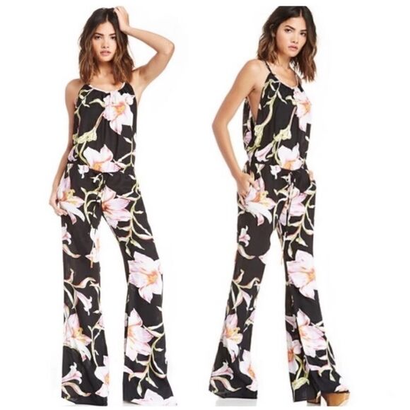 Flynn Skye Not Just a Jumper Floral Tropical Print Jumpsuit | SZ 3/Large - Picture 1 of 16